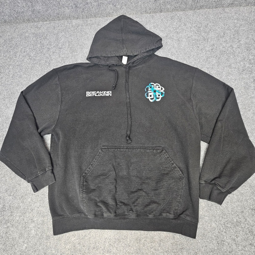 Tultex Breaking Benjamin Hoodie Mens XL Black Graphic Rock Band Retro Y2K